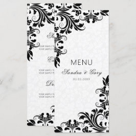 Elegant Black Snöre White Damasks Meny