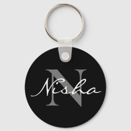 Elegant Black Snyggt, monogram - nyckelkedja Nyckelring