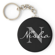 Elegant Black Snyggt, monogram - nyckelkedja