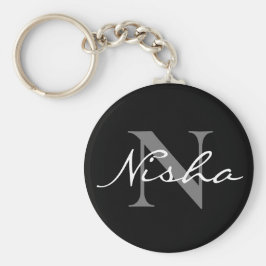 Elegant Black Snyggt, monogram - nyckelkedja Nyckelring