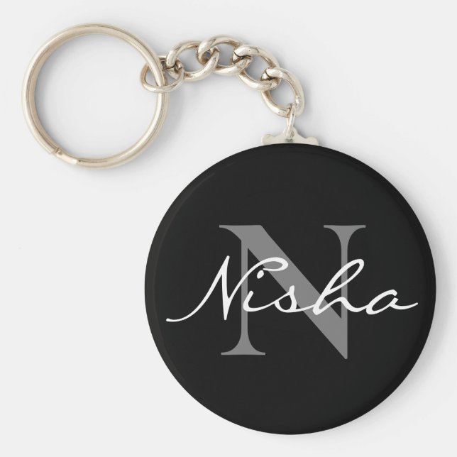Elegant Black Snyggt, monogram - nyckelkedja Nyckelring (Framsidan)