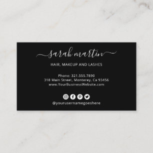 Elegant Black Social Media Icons Modern Visitkort