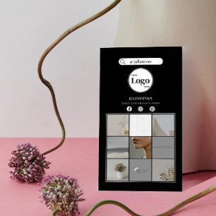 Elegant Black Social Media Instagram Photo Collage Visitkort