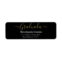 Elegant Black Spanish | Anpassat år för examen Returadress Etikett