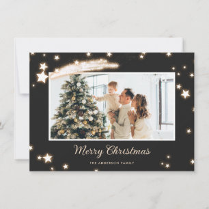 Elegant Black Stars Photo God jul Card Julkort