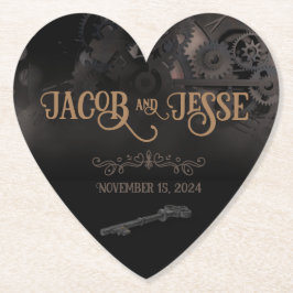 Elegant Black Steampunk Bröllop Underlägg Papper