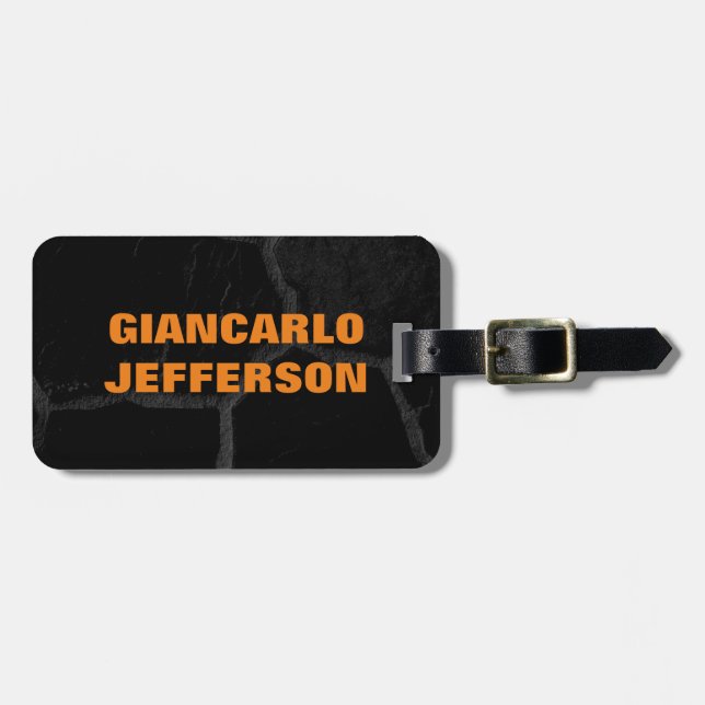 Elegant Black Stone Minimalist Stil Professionell Bagagebricka (Horisontell Framsida)