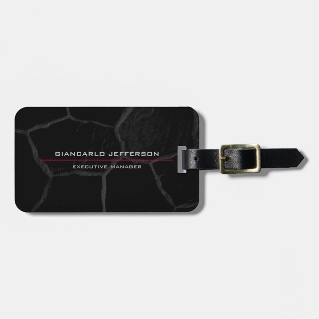 Elegant Black Stone - minimalistisk Snyggt Modern Bagagebricka (Horisontell Framsida)