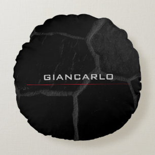 Elegant Black Stone - minimalistisk Snyggt Modern Rund Kudde