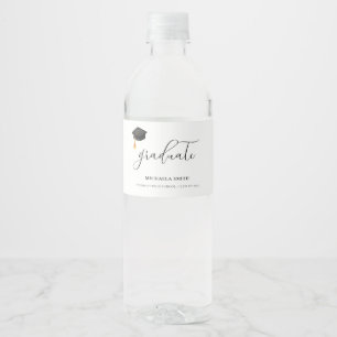 Elegant Black Studentmössa-skript High School Vattenflaskor Etikett