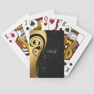 Elegant Black Swirl Design Monogram Casinokort