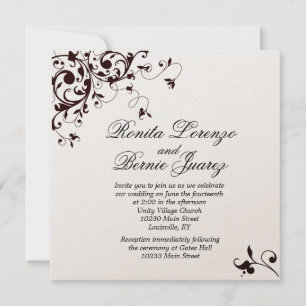 Elegant Black Swirl - papprare metallchampagne Inbjudningar