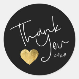 Elegant Black Tack Heart Hand, skriven Runt Klistermärke