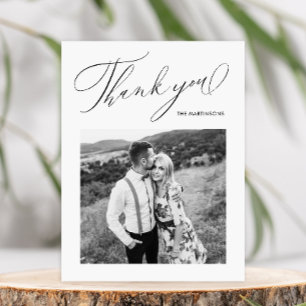 Elegant Black Tack Script Photo Bröllop Vykort