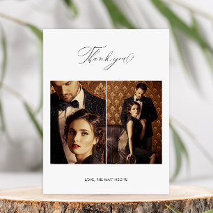 Elegant Black Tack Script Photo Bröllop Vykort