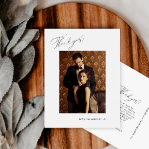 Elegant Black Tack Script Photo Bröllop Vykort