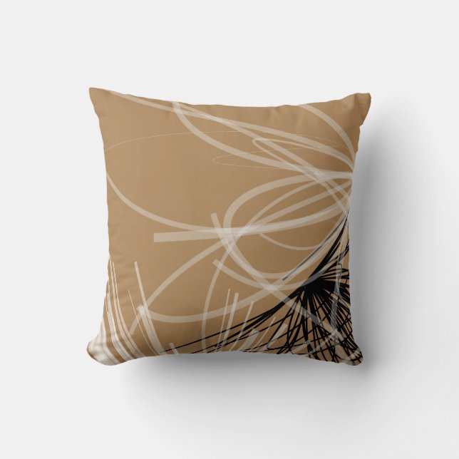 Elegant Black & Tan Abstract Design Dekorativ kudd Kudde (Framsida)