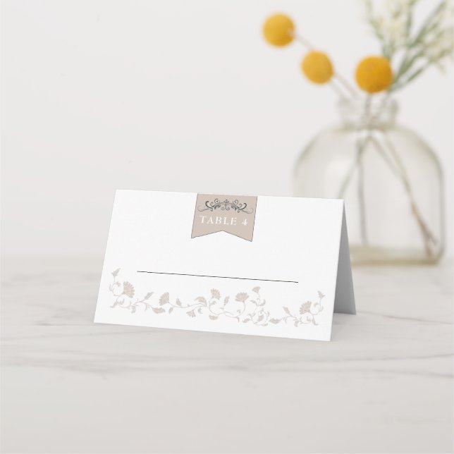 Elegant Black Tan Bibliotek Bröllop Place Cards Placeringskort (Framsida)
