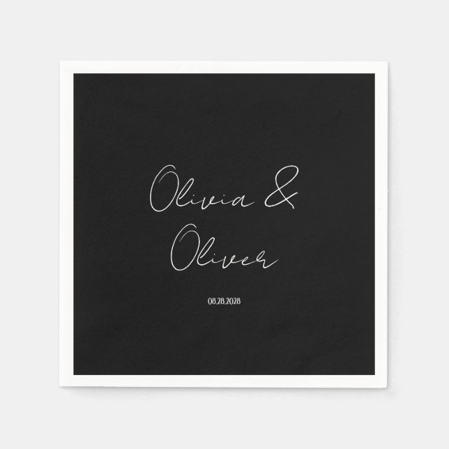 Elegant Black Tie Bröllop Pappersservett (Framsidan)