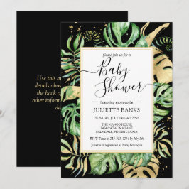 Elegant Black Tropical Gender Neutral Baby Shower Inbjudningar