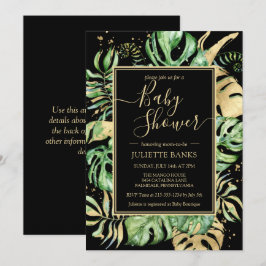 Elegant Black Tropical Gender Neutral Baby Shower Inbjudningar
