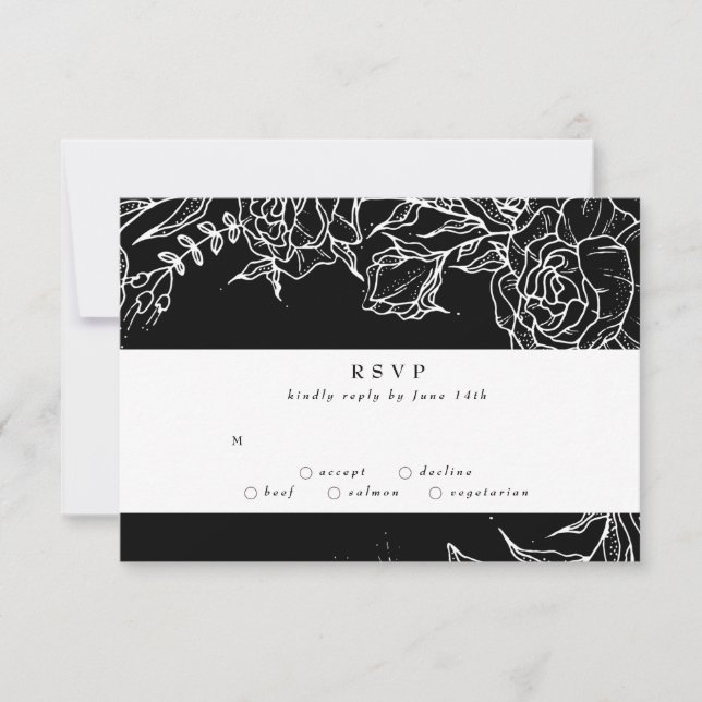 Elegant Black Tuxedo Bright White Wand Bröllop OSA Kort (Framsida)