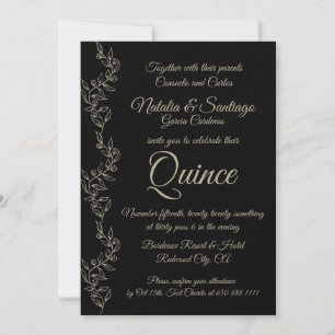 Elegant Black Twin Boy Girl Fiesta de Quince Inbjudningar