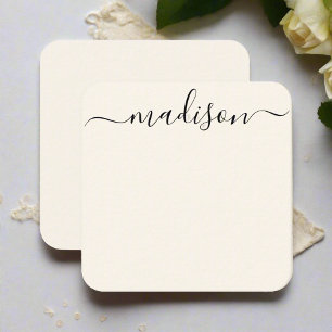 Elegant Black Typography Calligraphy Feminine Anteckningskort