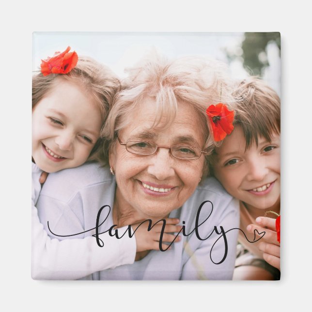 Elegant Black Typography | Foto för Anpassningsbar Magnet (Framsidan)