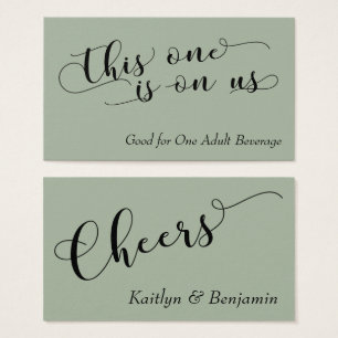 Elegant Black Typography on Sage Drink Biljett