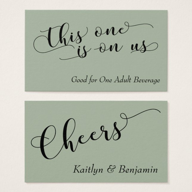 Elegant Black Typography on Sage Drink Biljett (Framsida & baksida)