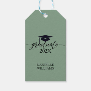 Elegant Black Typography on Sage Grönt Background Presentetikett