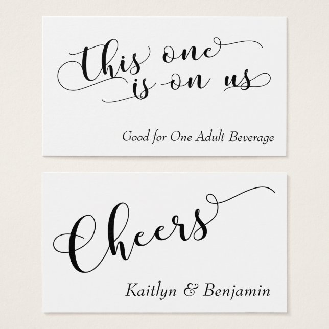 Elegant Black Typography on White Drink Biljett (Framsida & baksida)