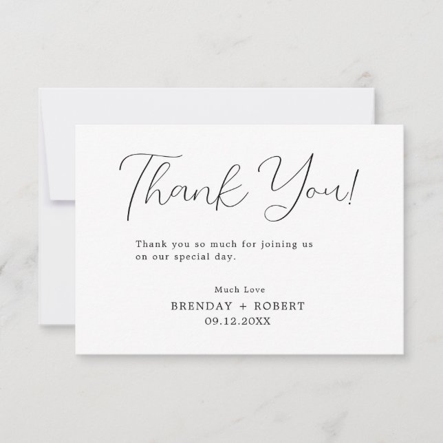 Elegant Black Typography on White Tack you Card Kort (Framsida)