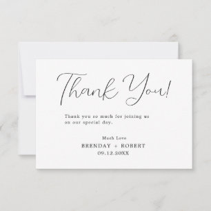 Elegant Black Typography on White Tack you Card Kort