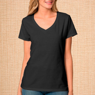 Elegant Black V-Nacke T-Shirt/Anpassa T Shirt