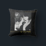 Elegant Black Velvet Guld Första julen Gift Kudde<br><div class="desc">En minimalistisk texturerad sammetsbakgrund (simulerad, inte riktig sammetsbakgrund!) med två guld linjer för en personlig dekorativ kudde för ett nytt par, för varandra eller från vem som helst, med budskapet "Vår första jul". Anpassa den med ett svart och vitt (helst) foto och ändra året. Man skulle också kunna lägga till...</div>