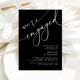 Elegant Black Vi är engagerad Förlovningsfest Inbjudningar