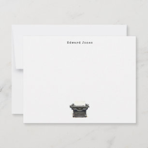 Elegant Black Vintage Typewriter - platt Anteckningskort