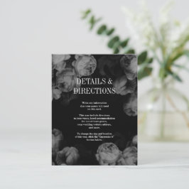 Elegant Black & Vit ros Bröllop Infoga kort