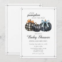Elegant Black Watercolor Pumpkin Baby Shower
