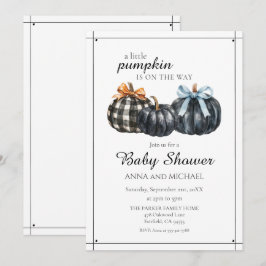 Elegant Black Watercolor Pumpkin Baby Shower Inbjudningar