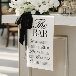 Elegant Black Wedding Bar Menu Reception Decor