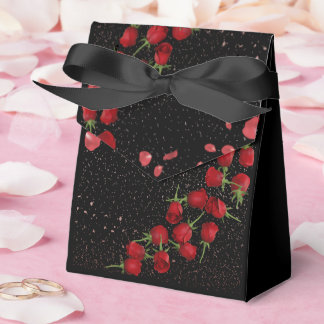 Elegant Black Wedding Favor Bag with Red Roses – R Presentaskar
