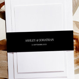 Elegant Black Wedding Invitation Belly Band Band För Inbjudningskort