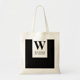Elegant Black Wedding Monogram | Minimalist Couple Tygkasse