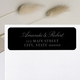 Elegant Black Wedding Return Address Returadress Etikett