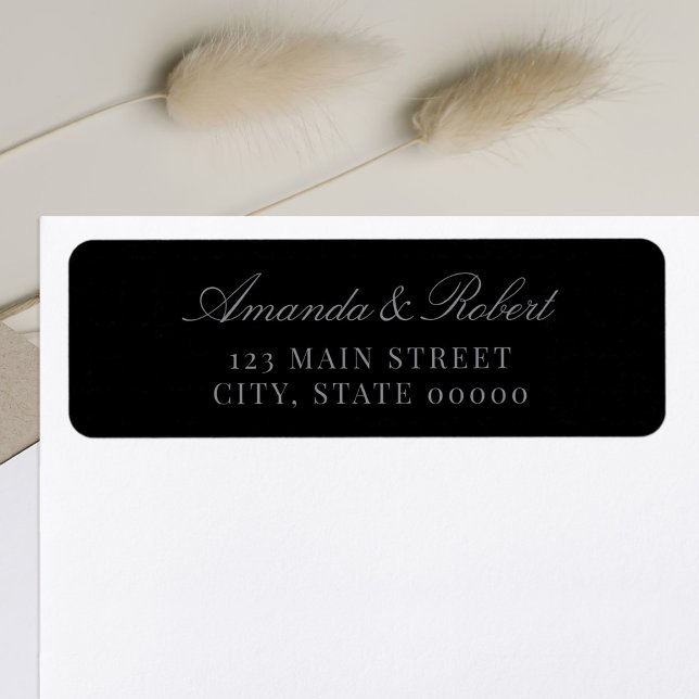 Elegant Black Wedding Return Address Returadress Etikett (Skapare uppladdad)