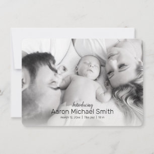 Elegant Black & White 2 Photo Birth Notice Inbjudningar