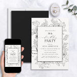 Elegant Black White 50:e födelsedagstidskonst Blom Inbjudningar<br><div class="desc">Vi presenterar den 50:e Blommigten Black White-inbjudan till Eleganten - perfekten för att få ditt speciella tillfälle att framträda. Den här inbjudan utstrålar elegans från alla vinkla med en träffande svart och vit blommigt-linjekonstruktion som du säkert vill uppmärksamma. Och med en modern, handskriven kalligrafi stil, kommer din personlig födelsedagsfest att...</div>
